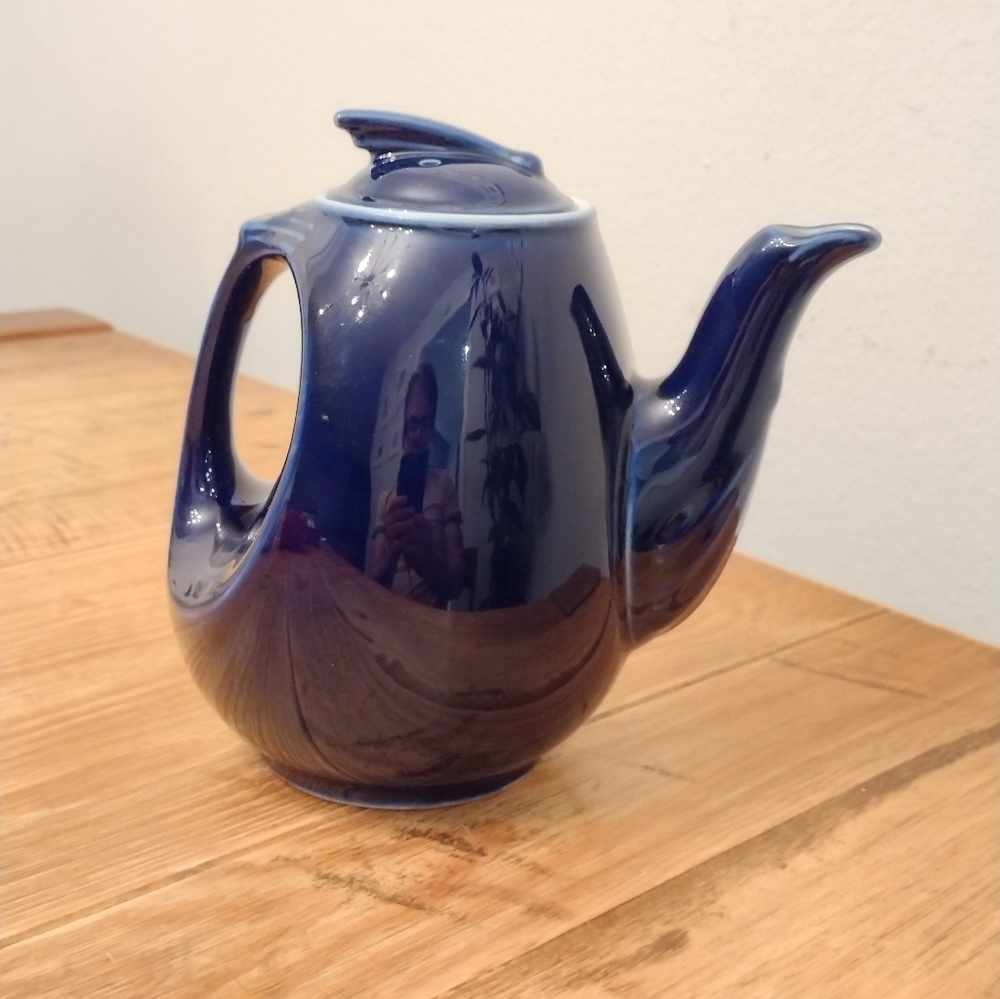 Vintage Hall Aeroflow Sundial Teapot Cobalt Blue 6 Cup USA